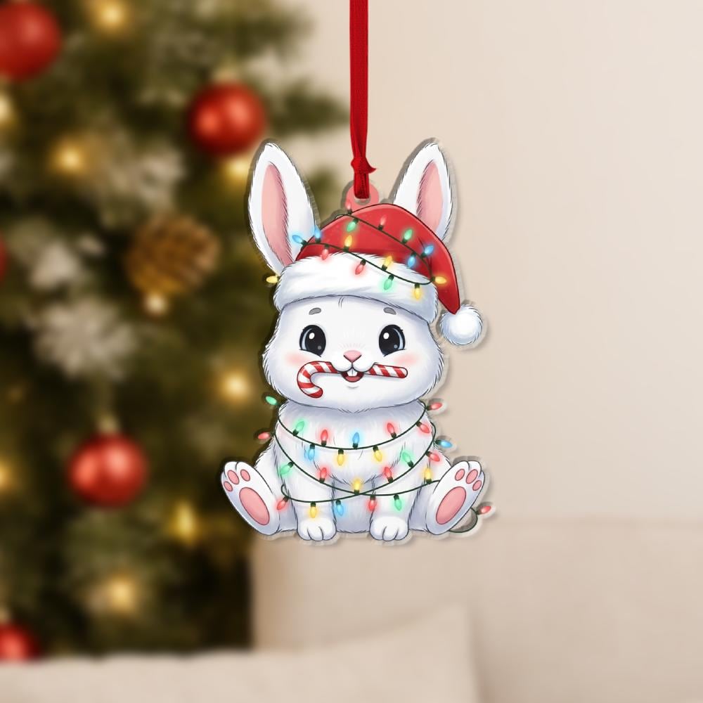 Christmas Bunny Ornament – Cute Rabbit Holiday Tree Decoration for Pet Lovers