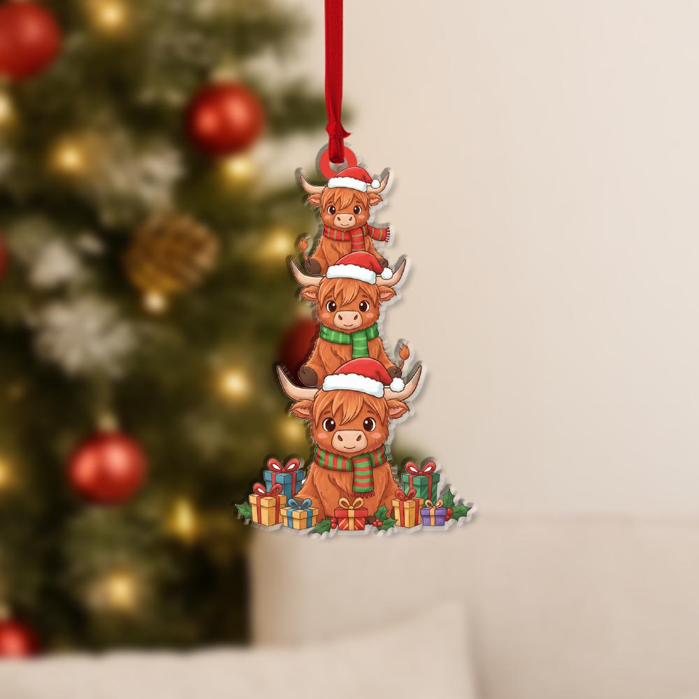 Highland Cow Christmas Ornament – Cute Holiday Tree Decoration for Farmhouse Lovers