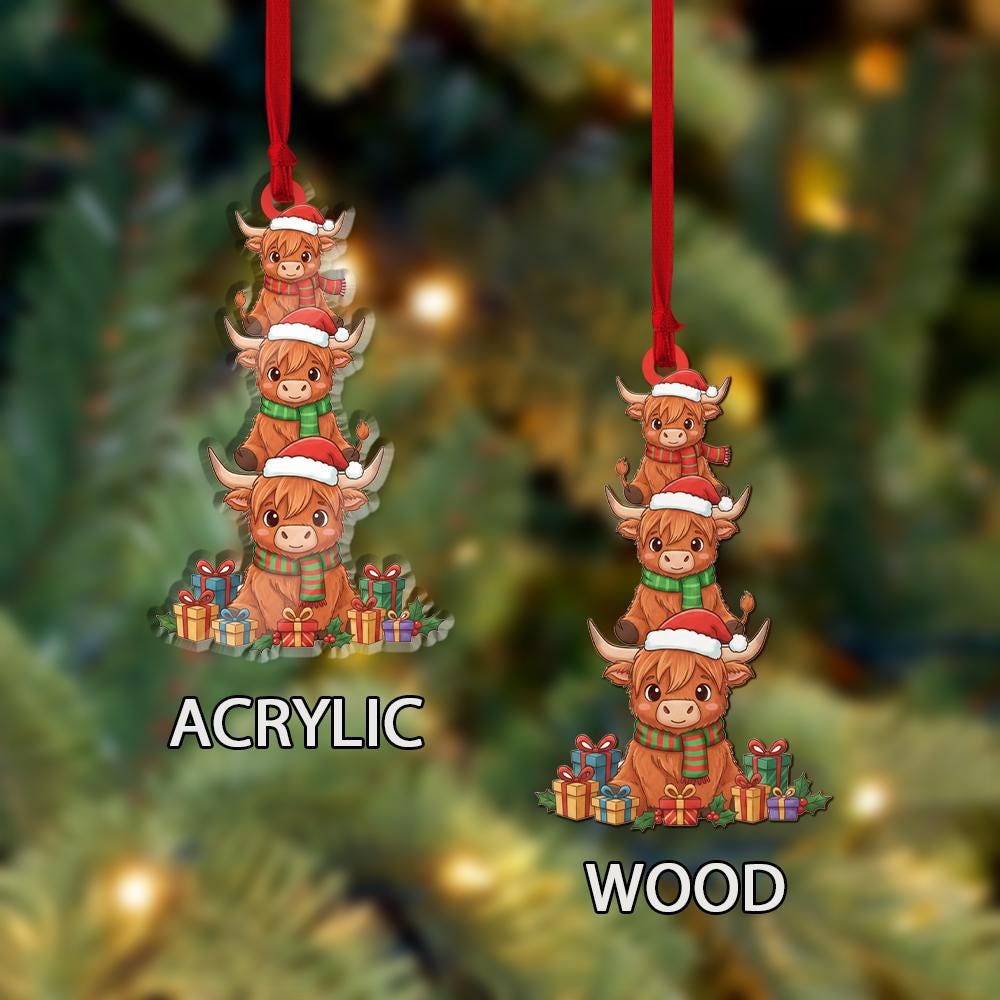 Highland Cow Christmas Ornament – Cute Holiday Tree Decoration for Farmhouse Lovers