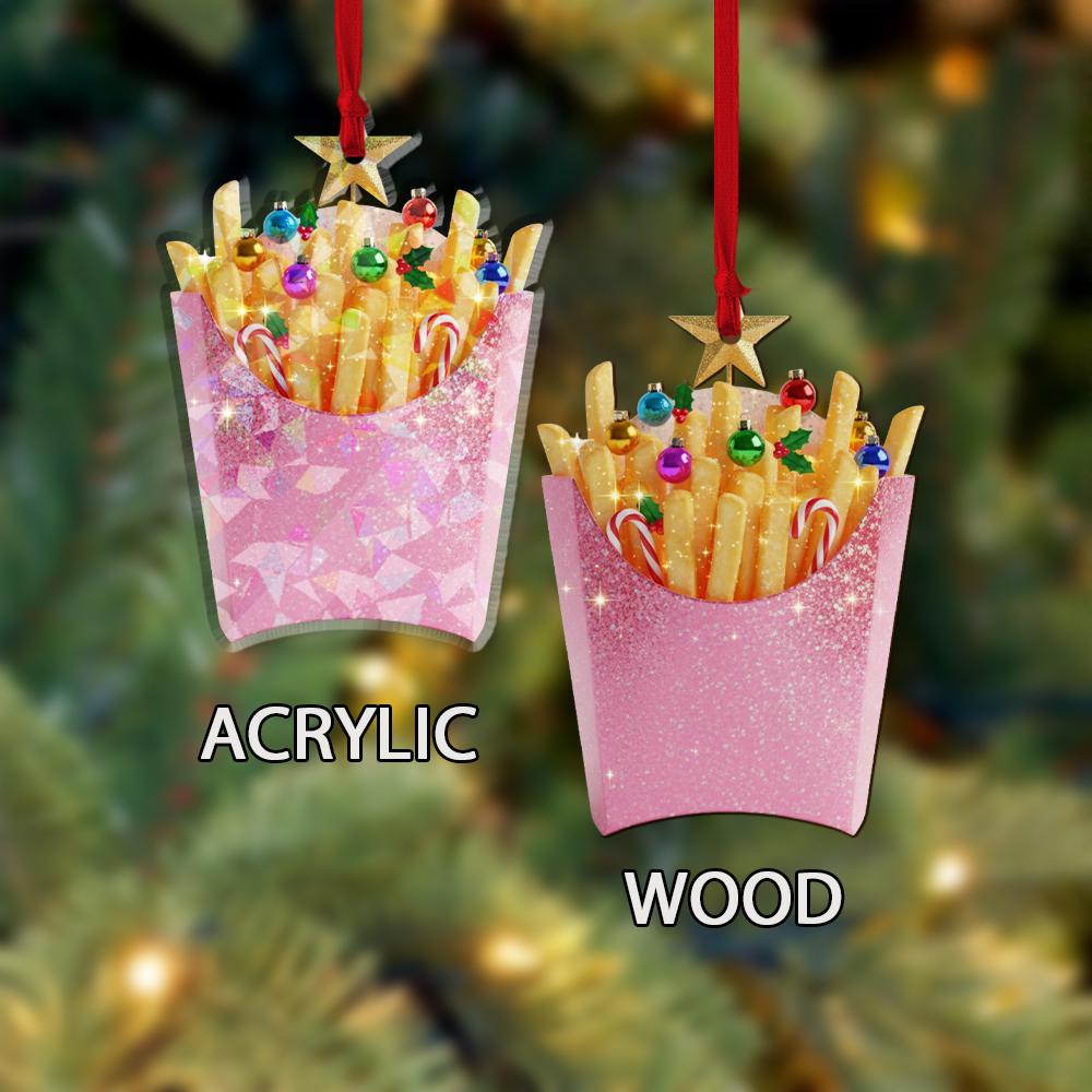 Personalized Fries Christmas Ornament: Acrylic Hologram Tree Decoration