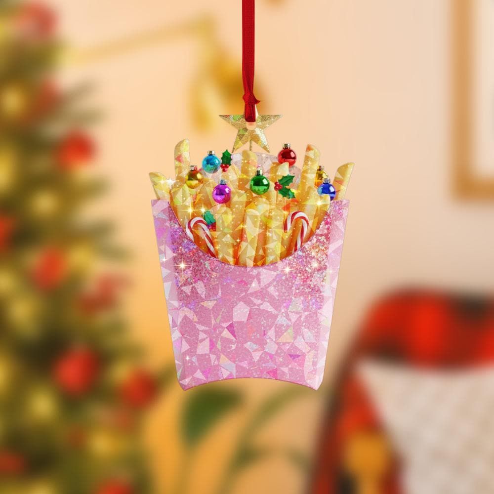 Personalized Fries Christmas Ornament: Acrylic Hologram Tree Decoration
