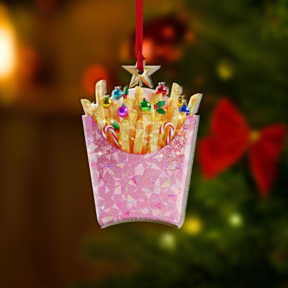 Personalized Fries Christmas Ornament: Acrylic Hologram Tree Decoration
