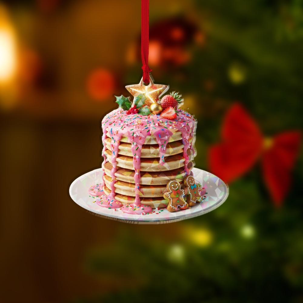 Personalized Acrylic Ornament – Stack of Pancakes with Syrup & Berries – Tree Hanging Decoration