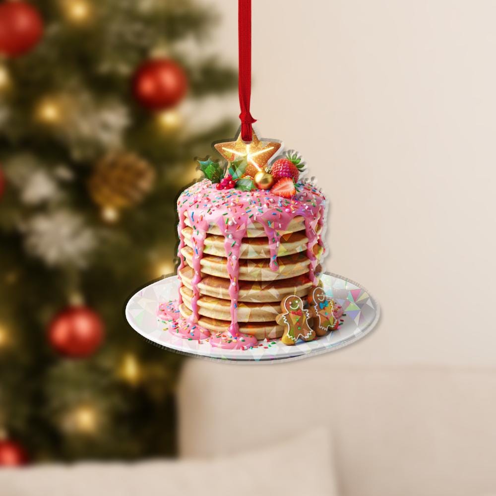 Personalized Acrylic Ornament – Stack of Pancakes with Syrup & Berries – Tree Hanging Decoration