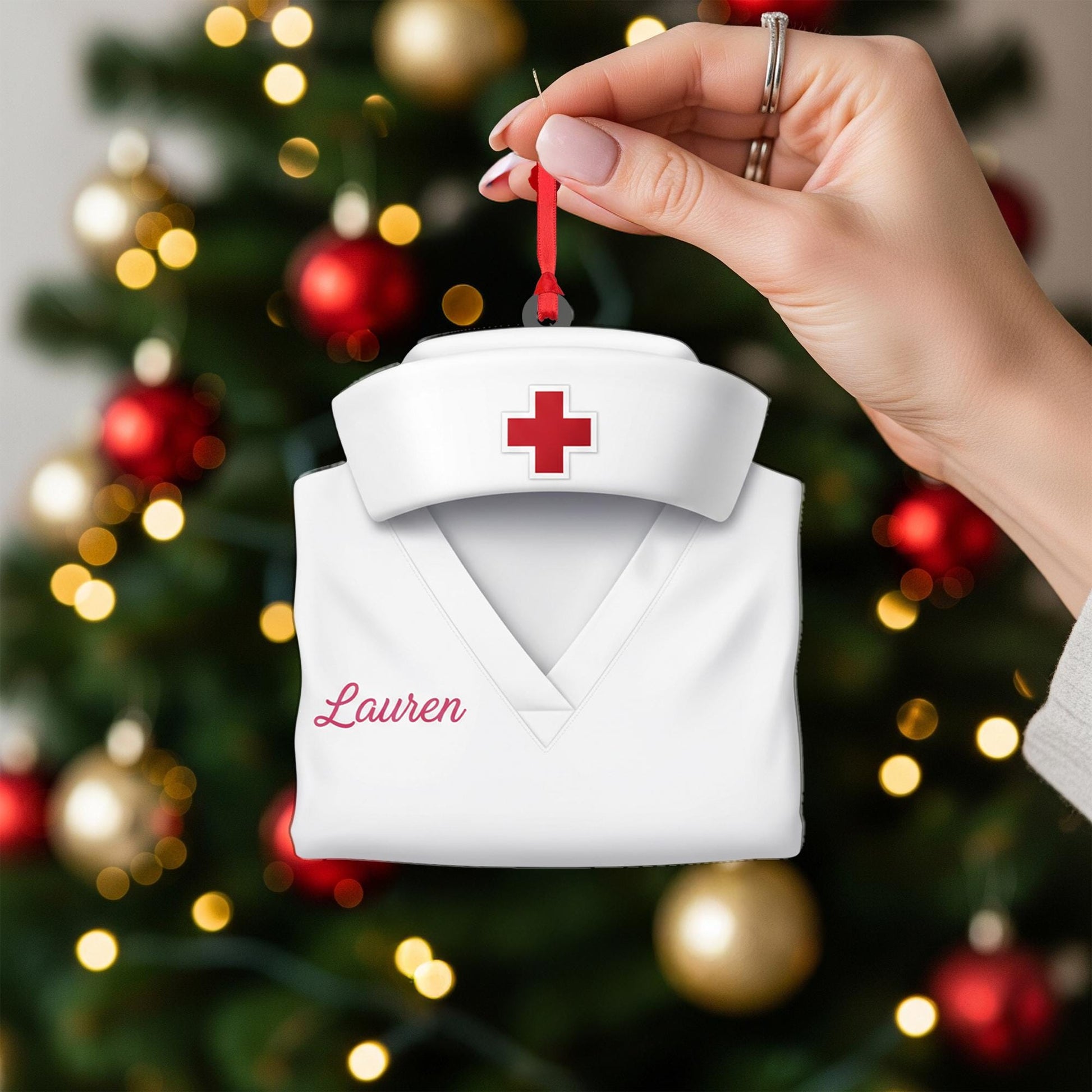 Personalized Nurse Ornament – Medical Hat Christmas Decoration