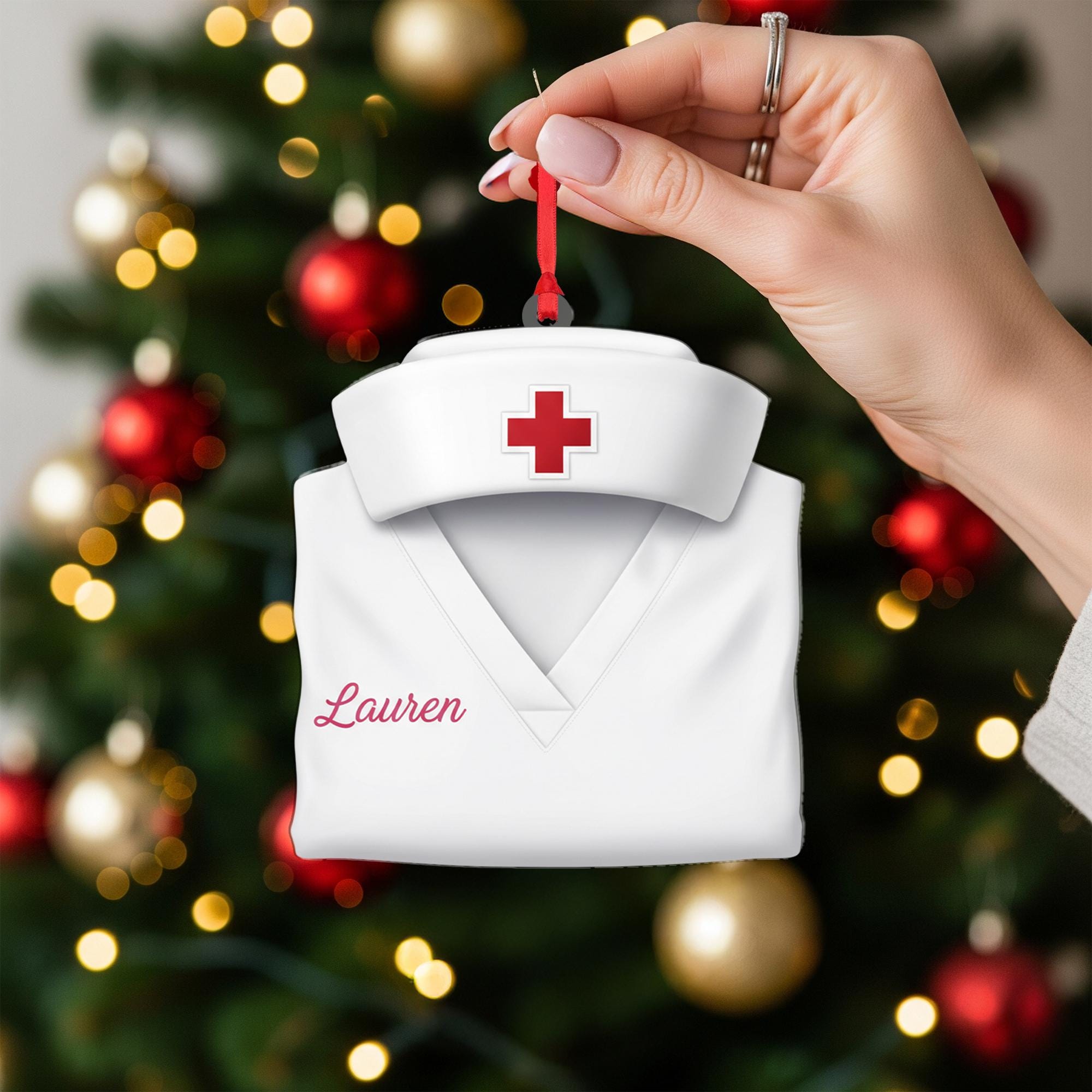 Personalized Nurse Ornament – Medical Hat Christmas Decoration
