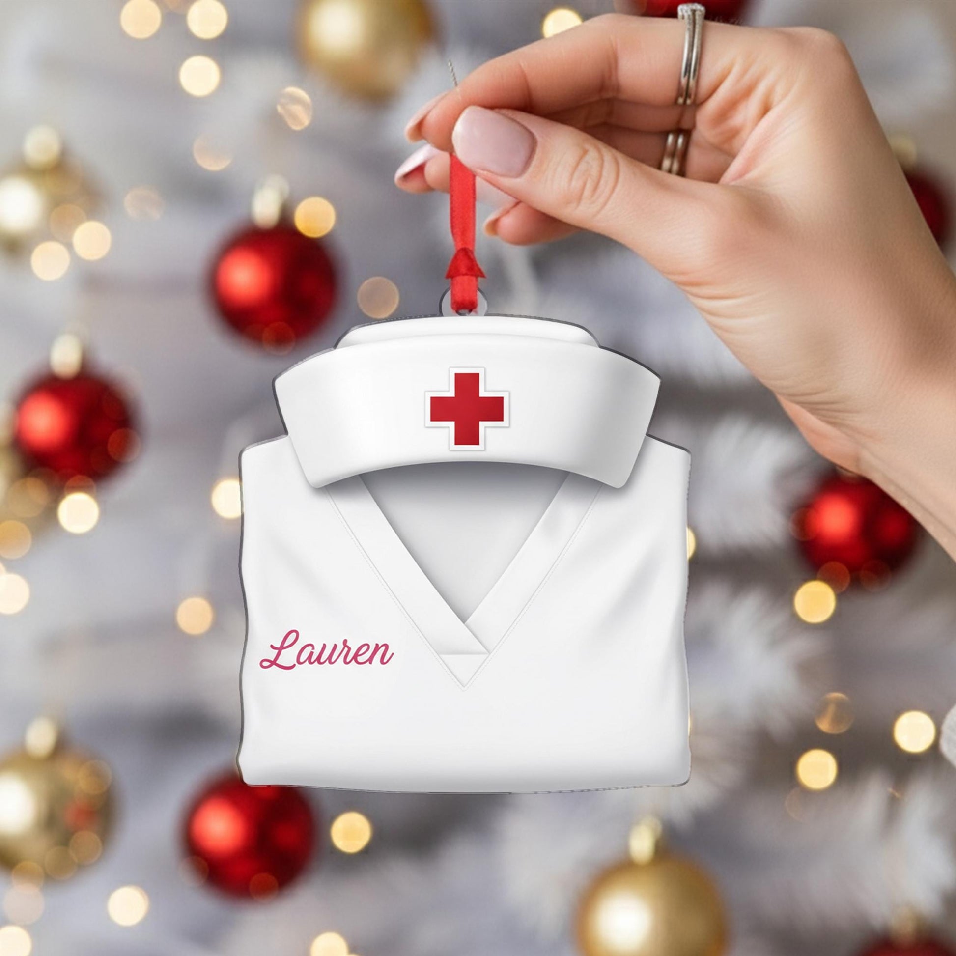Personalized Nurse Ornament – Medical Hat Christmas Decoration