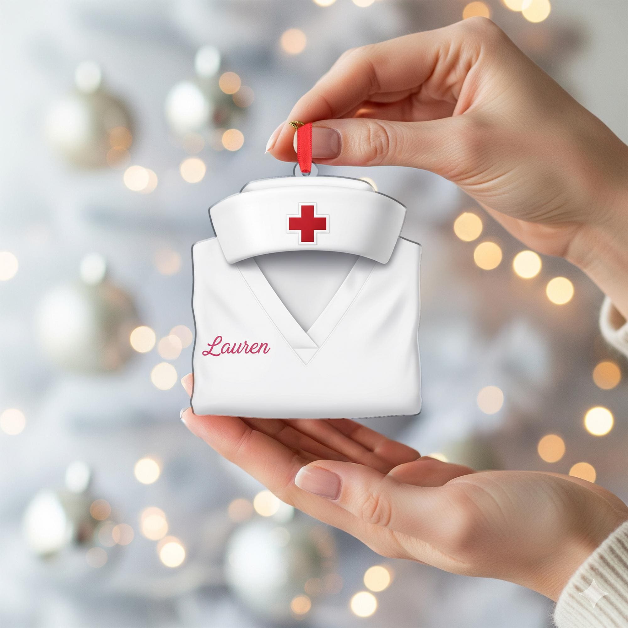 Personalized Nurse Ornament – Medical Hat Christmas Decoration