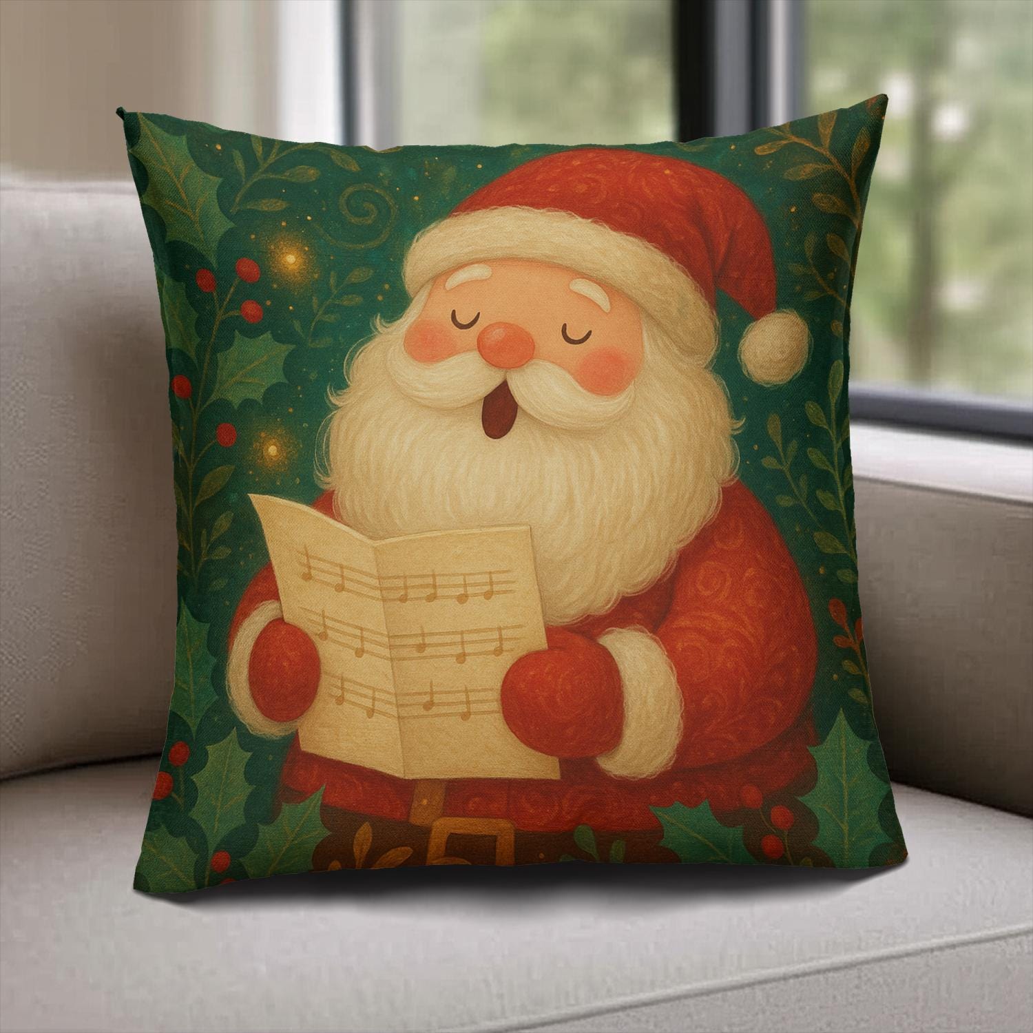Christmas Pillow Cover: Polar Bear & Santa Holiday Cushion