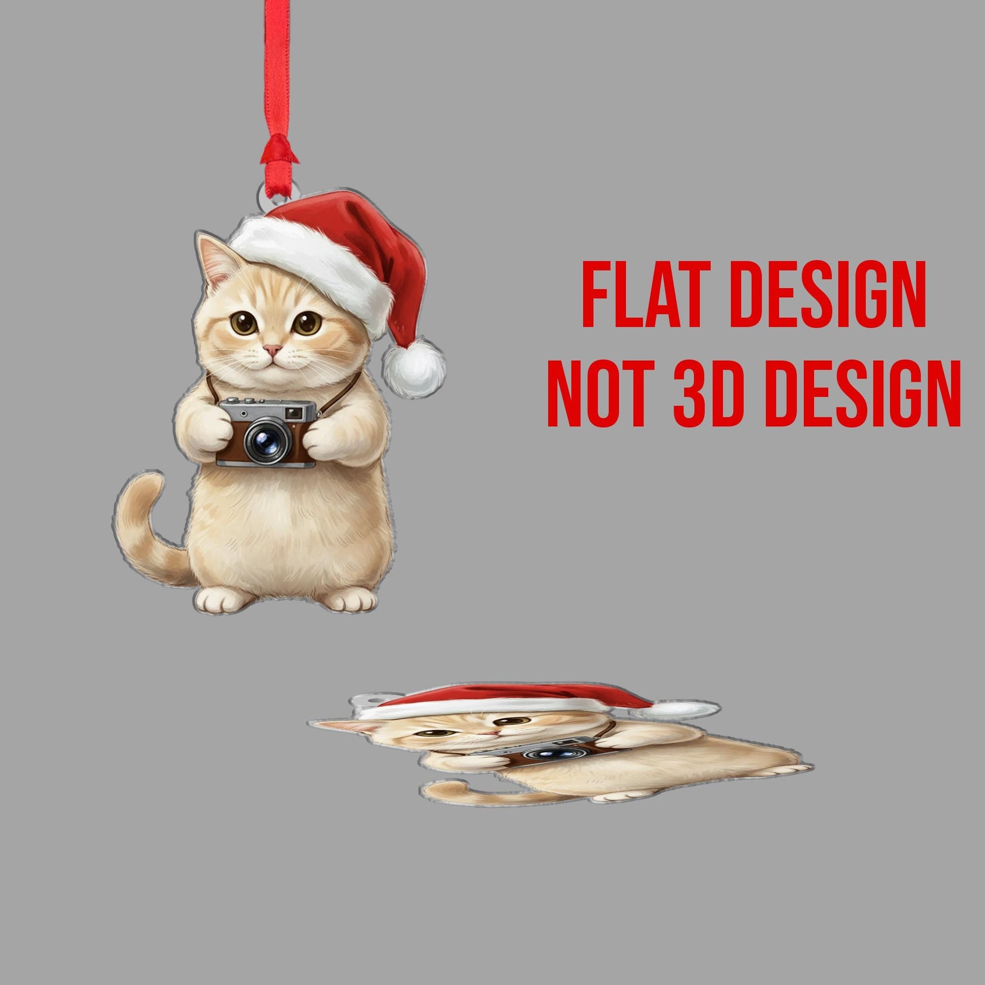 Cat Ornament – Photographer Christmas Decoration with Santa Hat and Camera