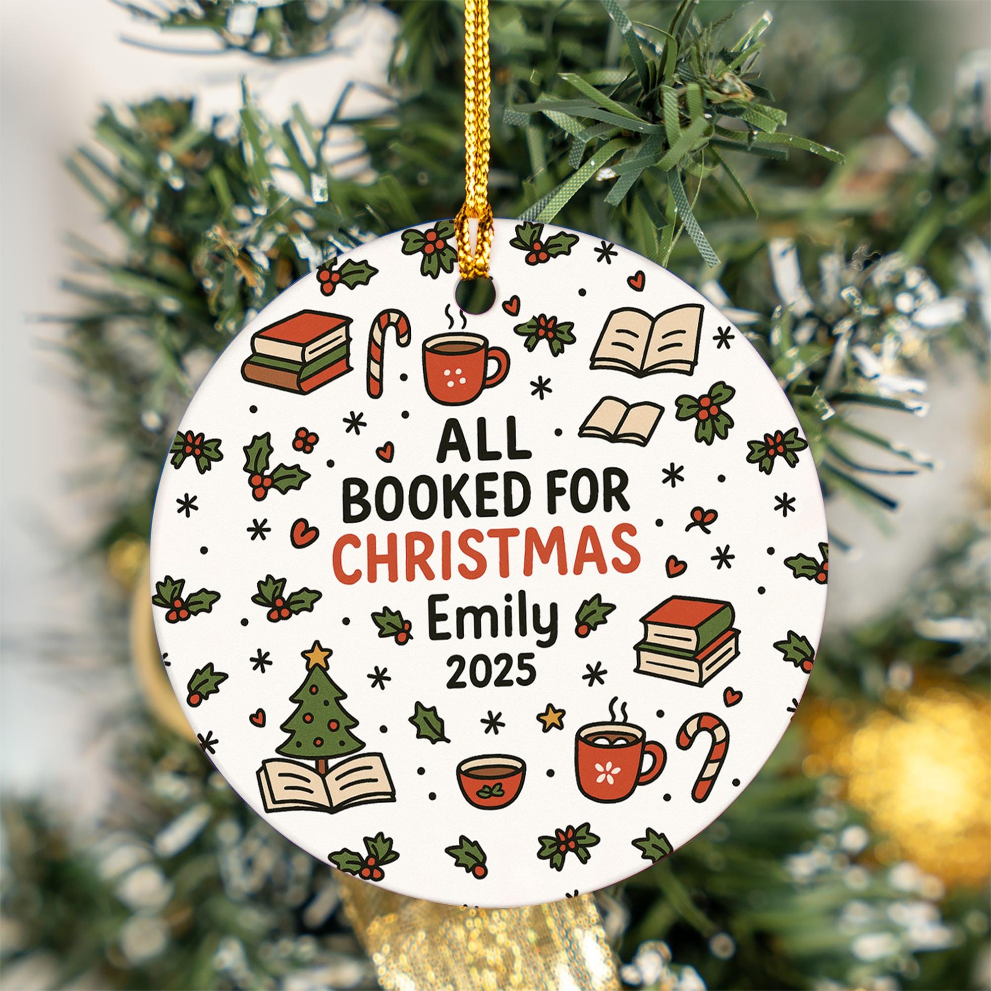 Personalized Booked for Christmas Ornament - Book Lover Gift Reader Keepsake