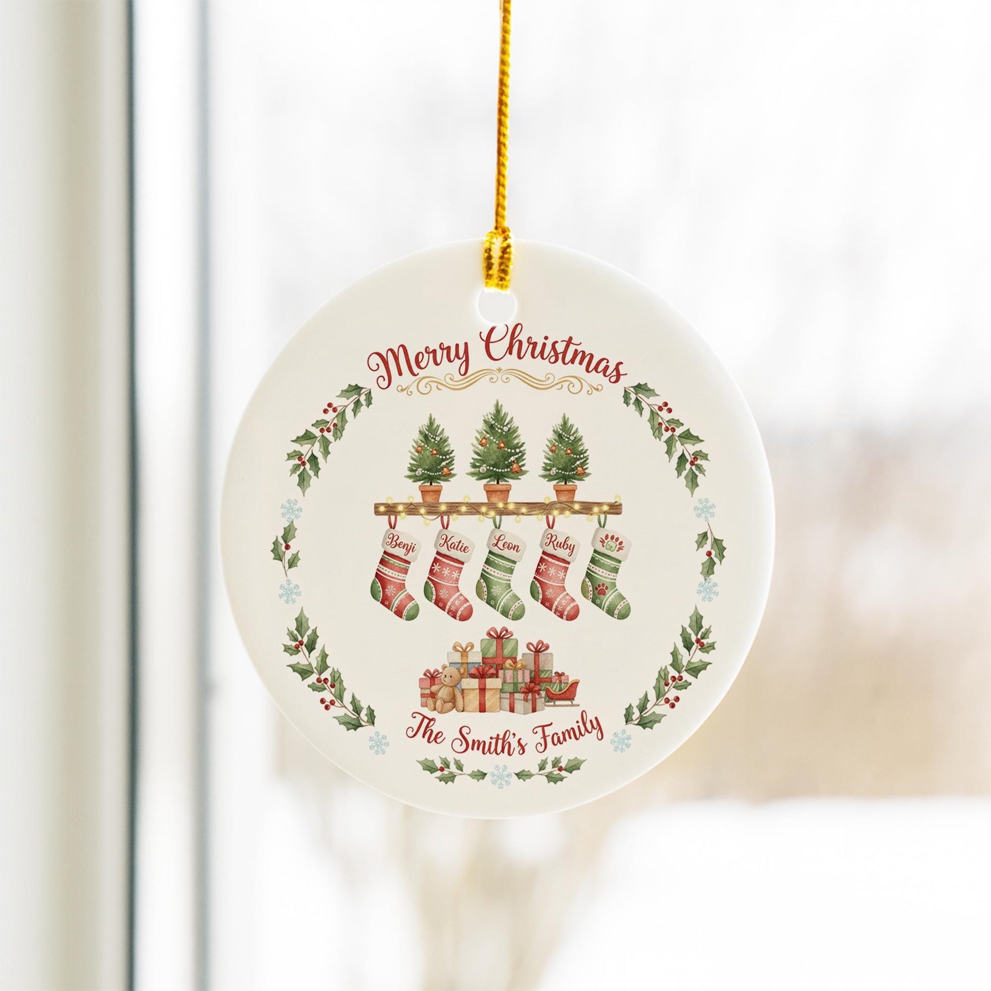 Personalized Family Stocking Ornament - Custom Name Christmas Keepsake Gift