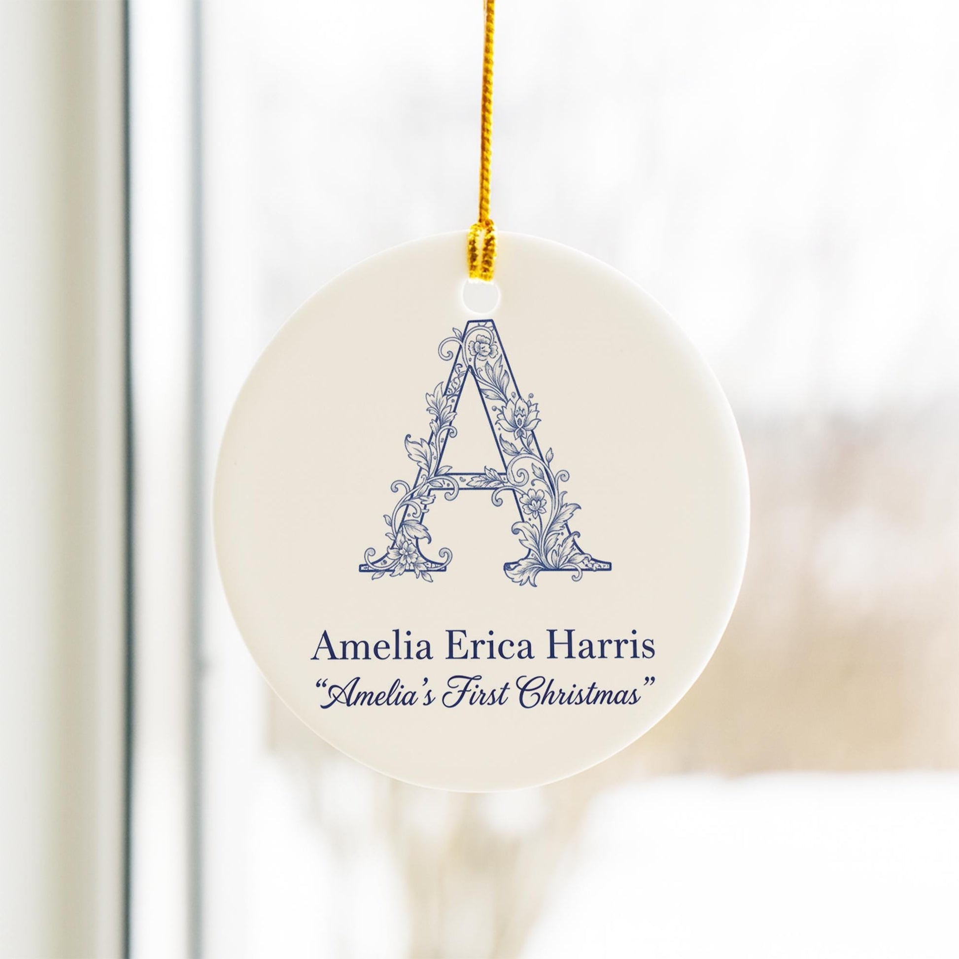 Monogram Initial Ornament Personalized Name - Custom Letter Keepsake Gift