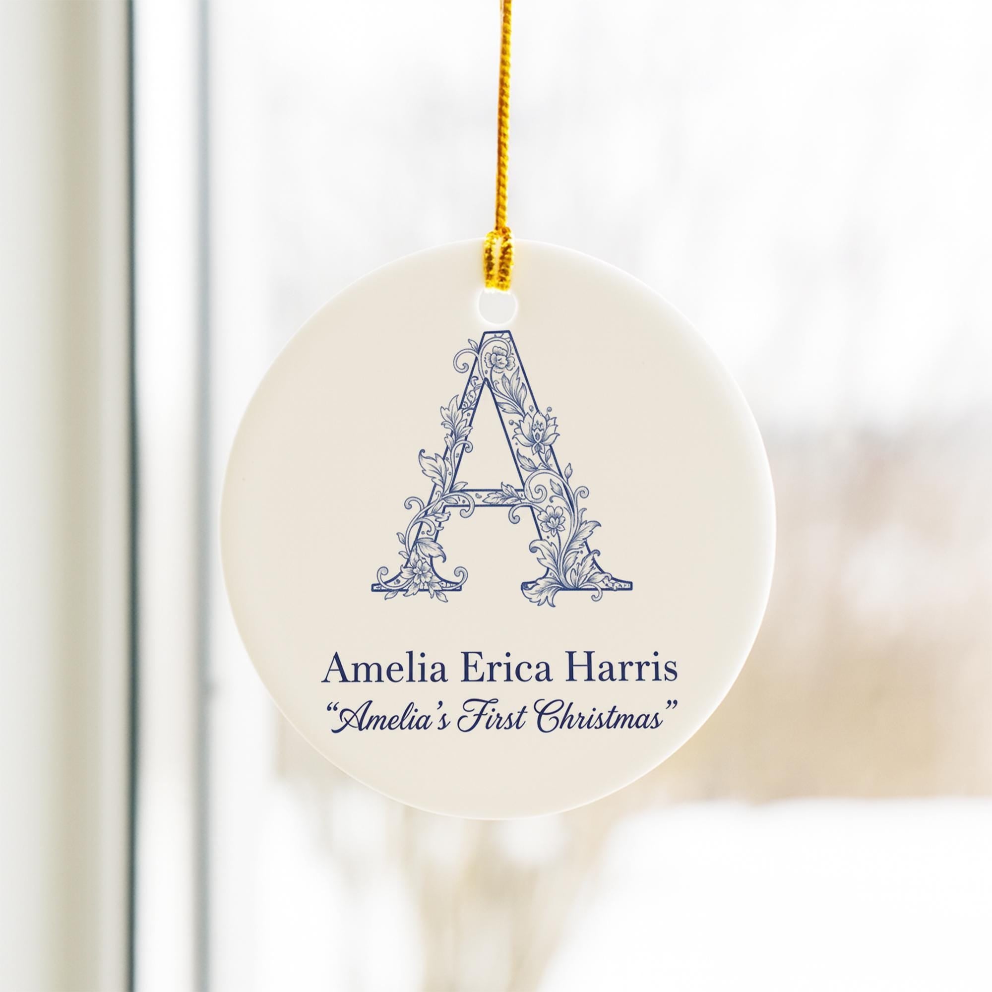 Monogram Initial Ornament Personalized Name - Custom Letter Keepsake Gift