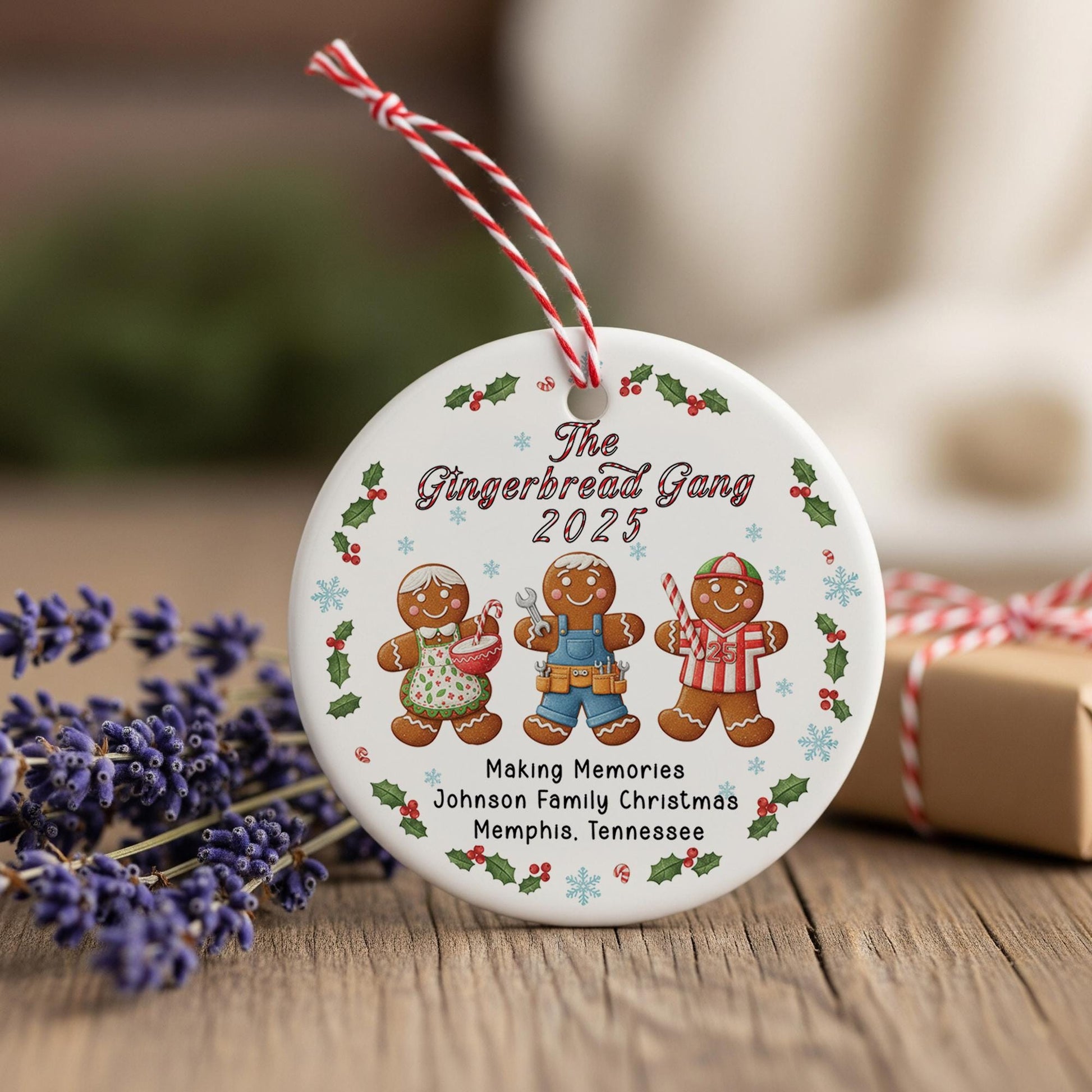 Personalized Gingerbread Family Ornament - Custom Family Christmas Keepsake