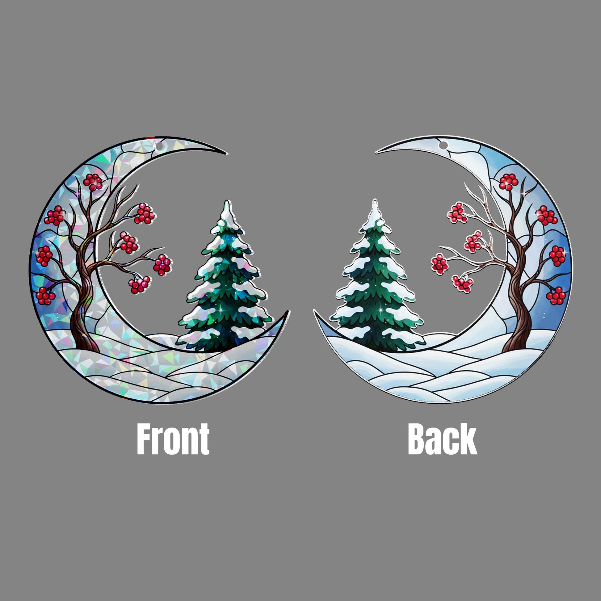 Winter Moon Acrylic Window Hanging: Hologram Christmas Decoration