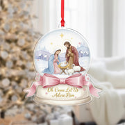Nativity Snow Globe Ornament - Let Us Adore Him Religious Christmas Gift