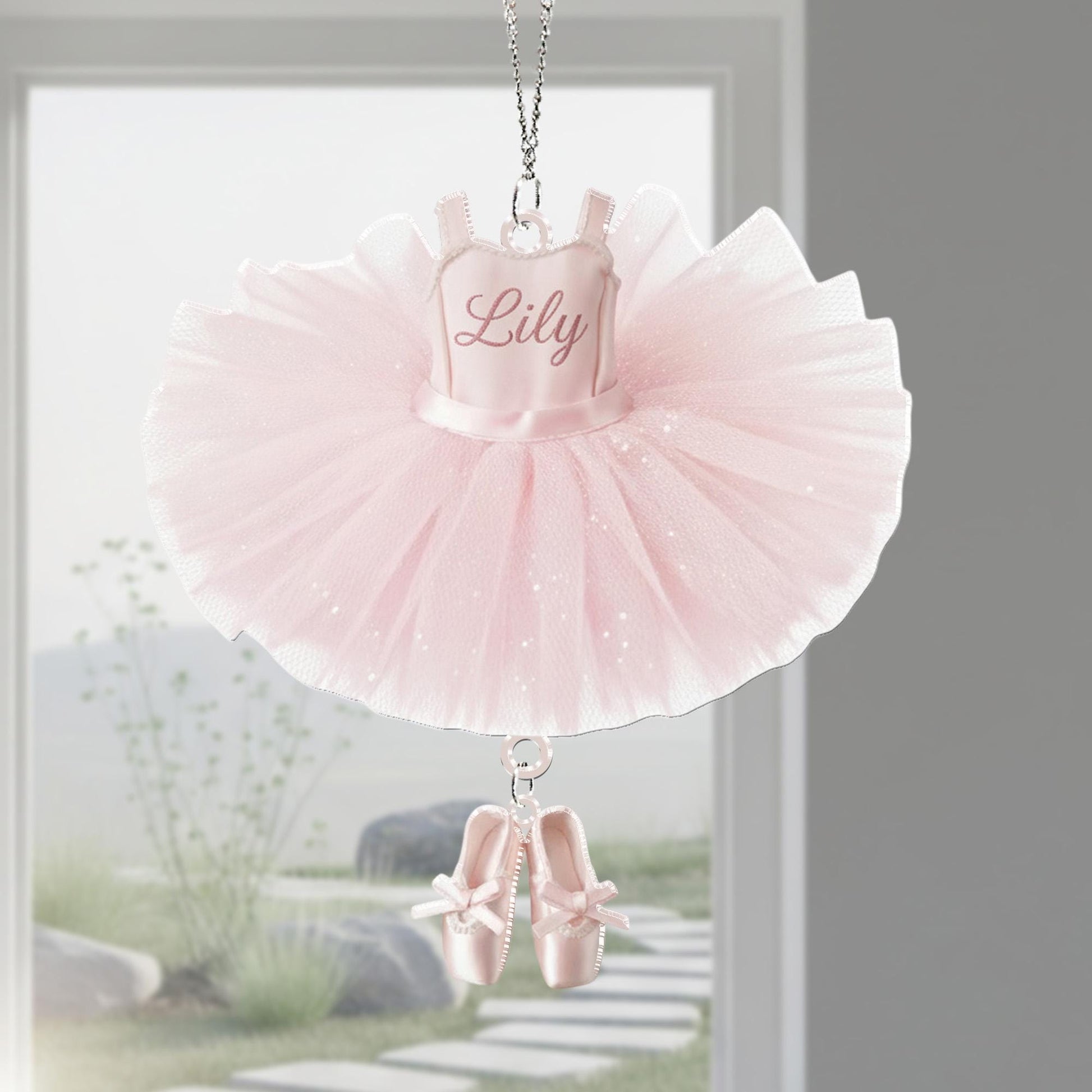 Personalized Ballerina Tutu Ornament with Name, Ballet Shoes charm - Dance Recital Gifts
