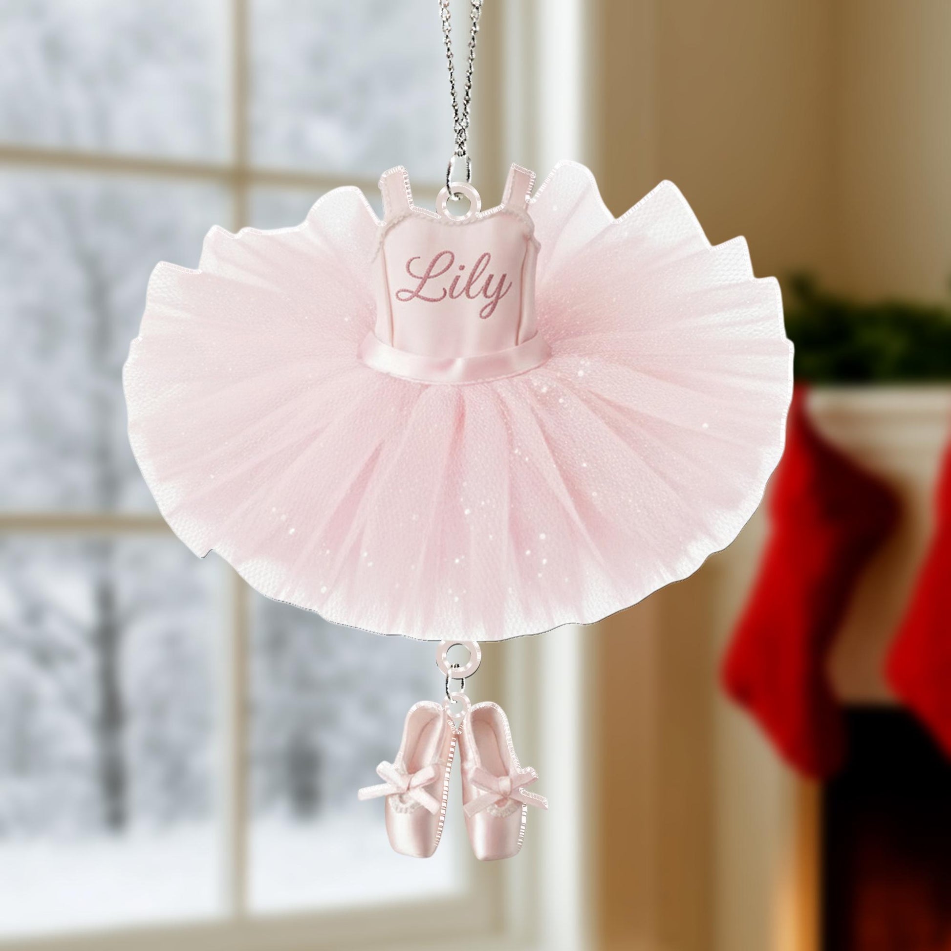 Personalized Ballerina Tutu Ornament with Name, Ballet Shoes charm - Dance Recital Gifts
