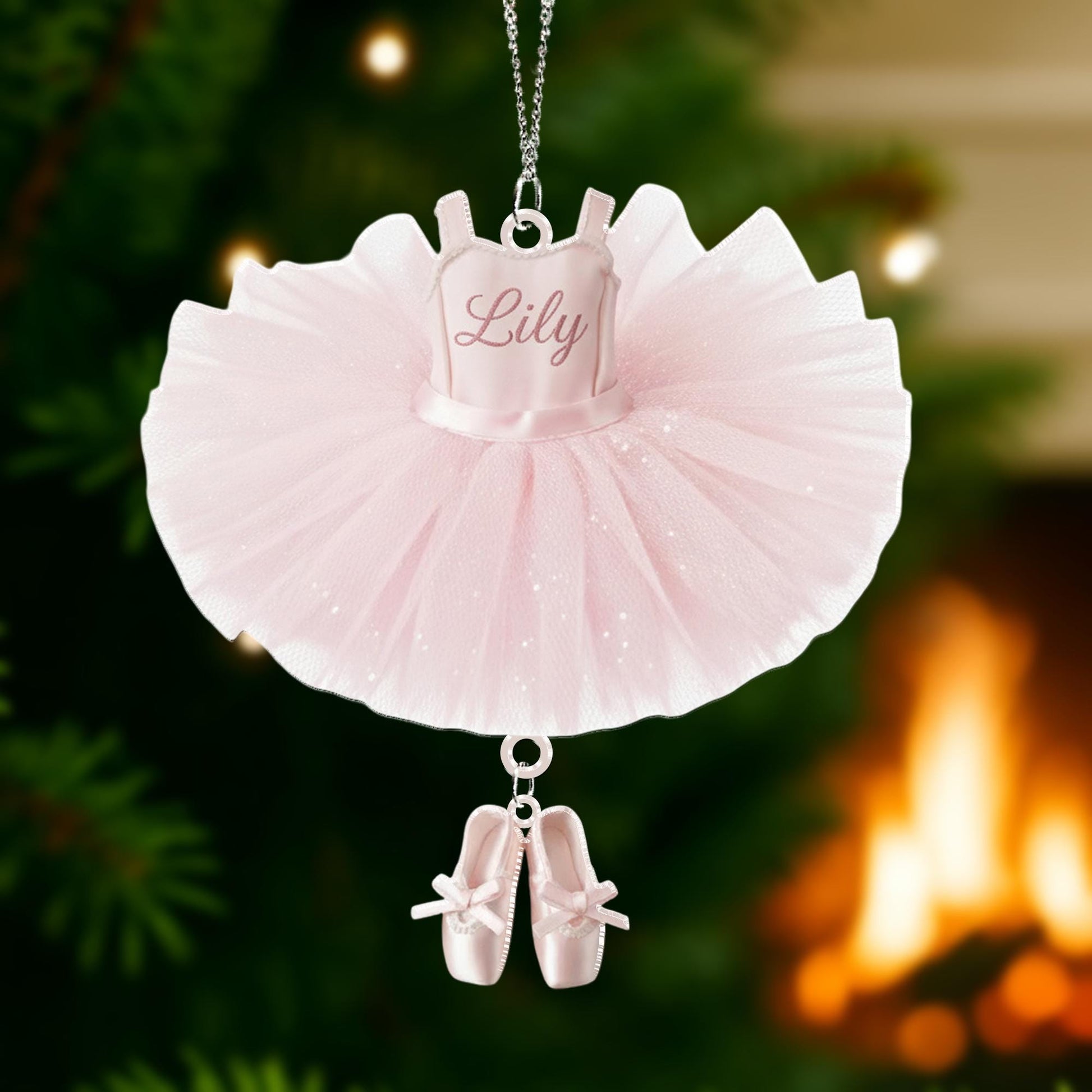 Personalized Ballerina Tutu Ornament with Name, Ballet Shoes charm - Dance Recital Gifts