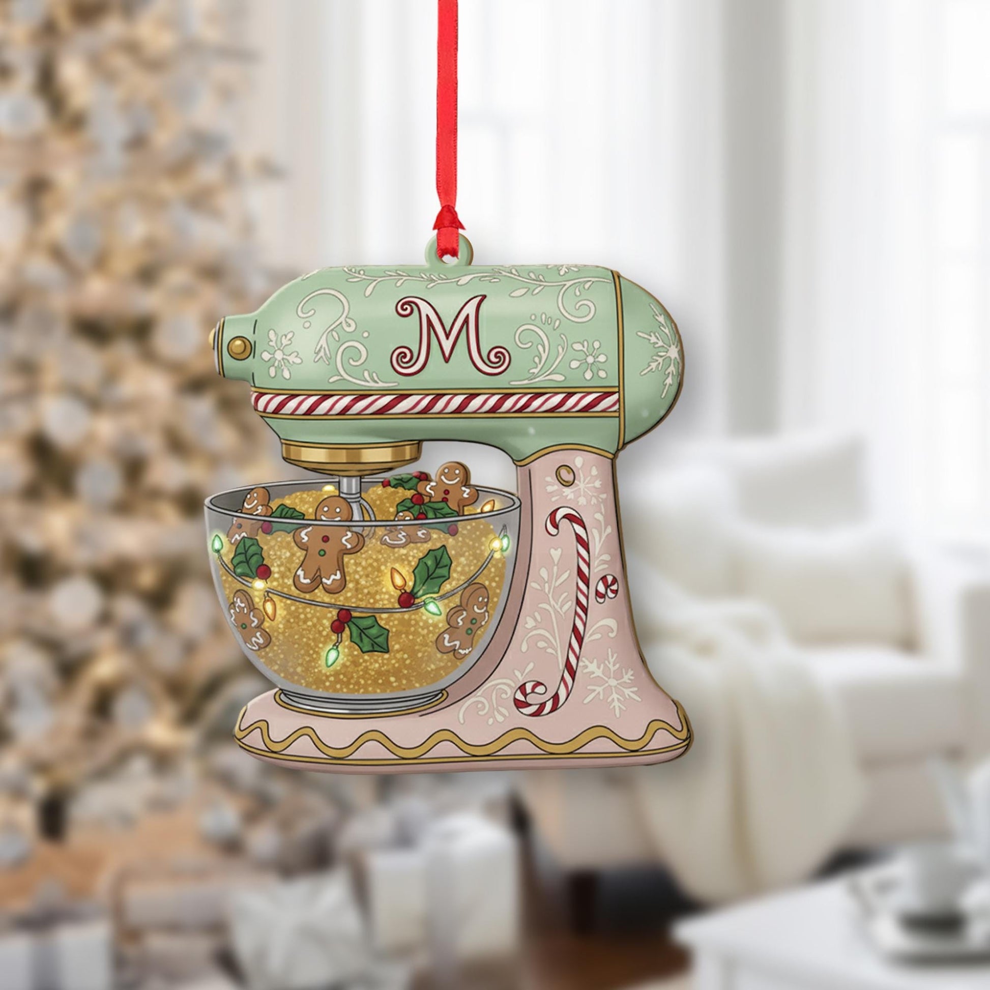 Gingerbread Mixer Christmas Ornament — Pastel Kitchen Stand Mixer Holiday Decoration