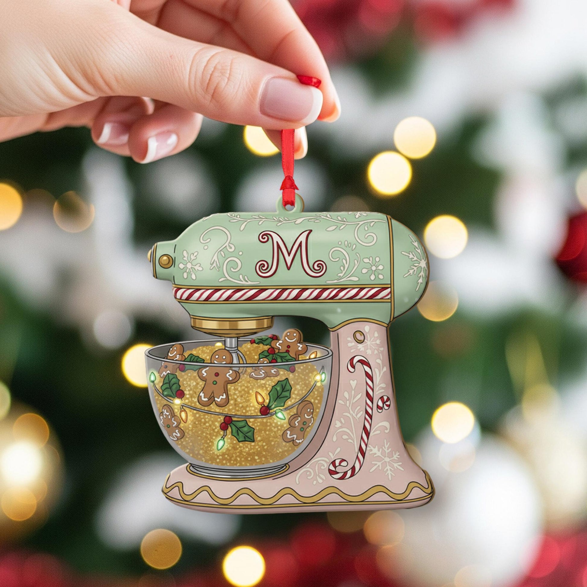 Gingerbread Mixer Christmas Ornament — Pastel Kitchen Stand Mixer Holiday Decoration