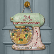 Personalized Kitchen Mixer Wood Sign | Monogram Gingerbread Holiday Décor