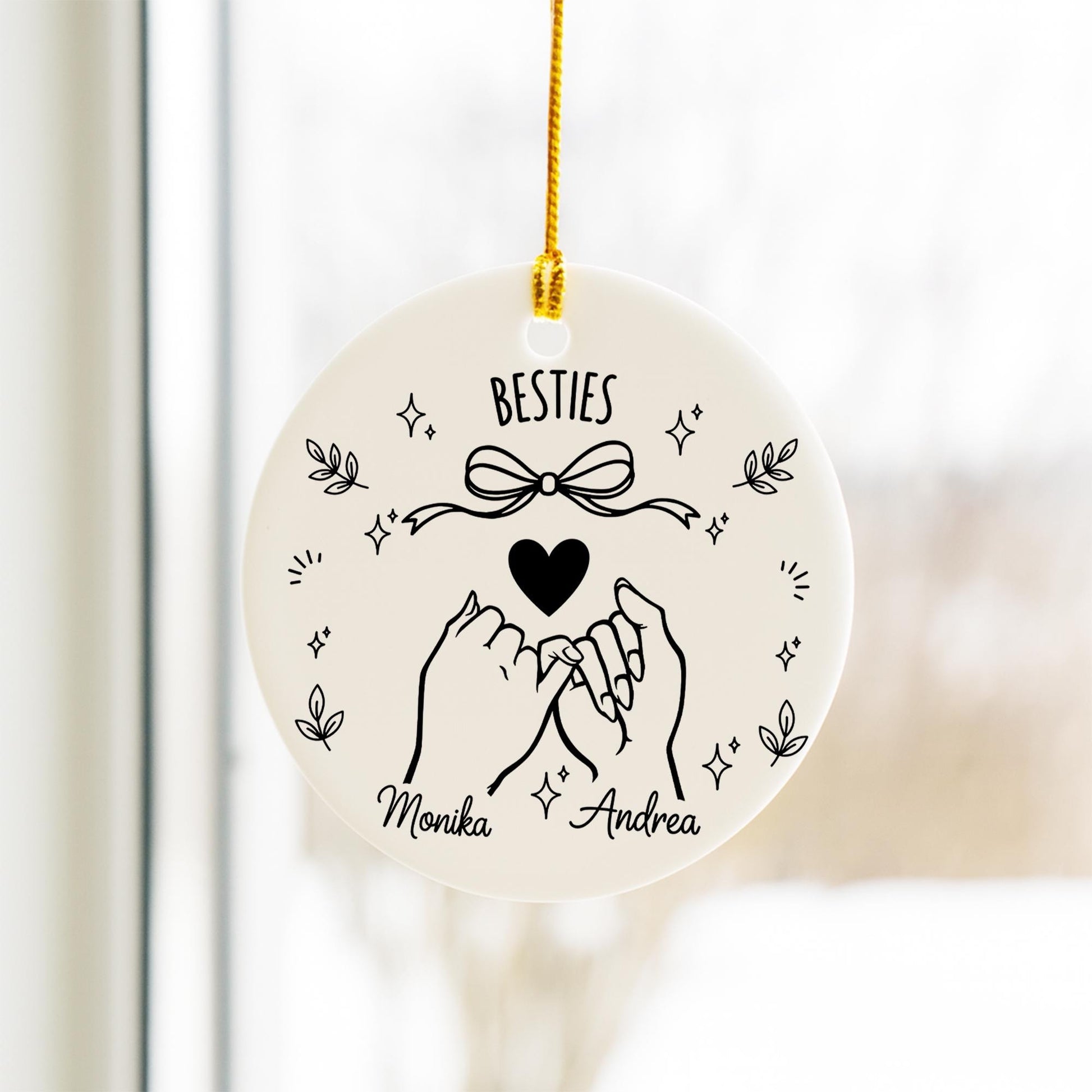 Personalized Pinky Promise Ceramic Ornament; Custom Name Best Friends Keepsake