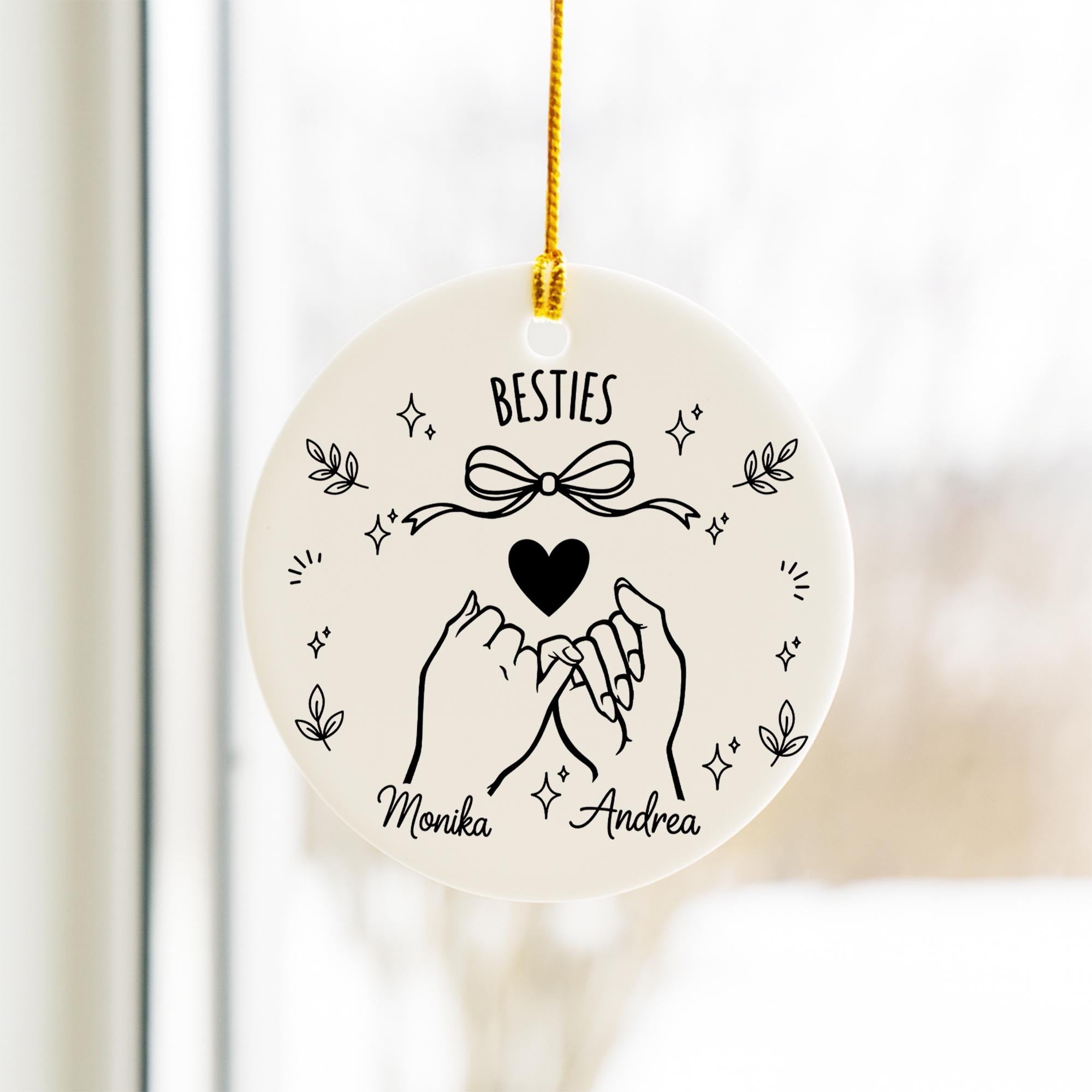 Personalized Pinky Promise Ceramic Ornament; Custom Name Best Friends Keepsake