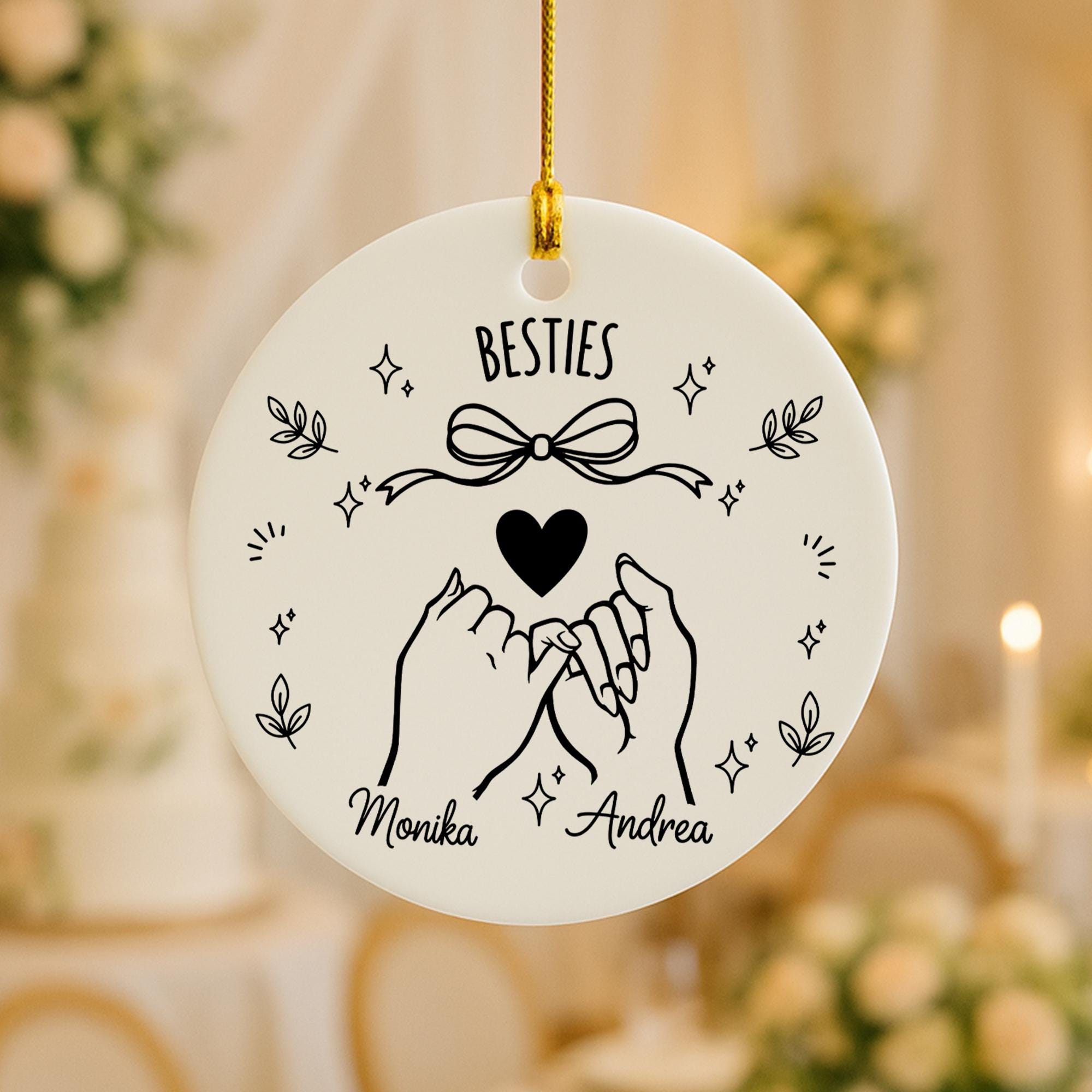 Personalized Pinky Promise Ceramic Ornament; Custom Name Best Friends Keepsake