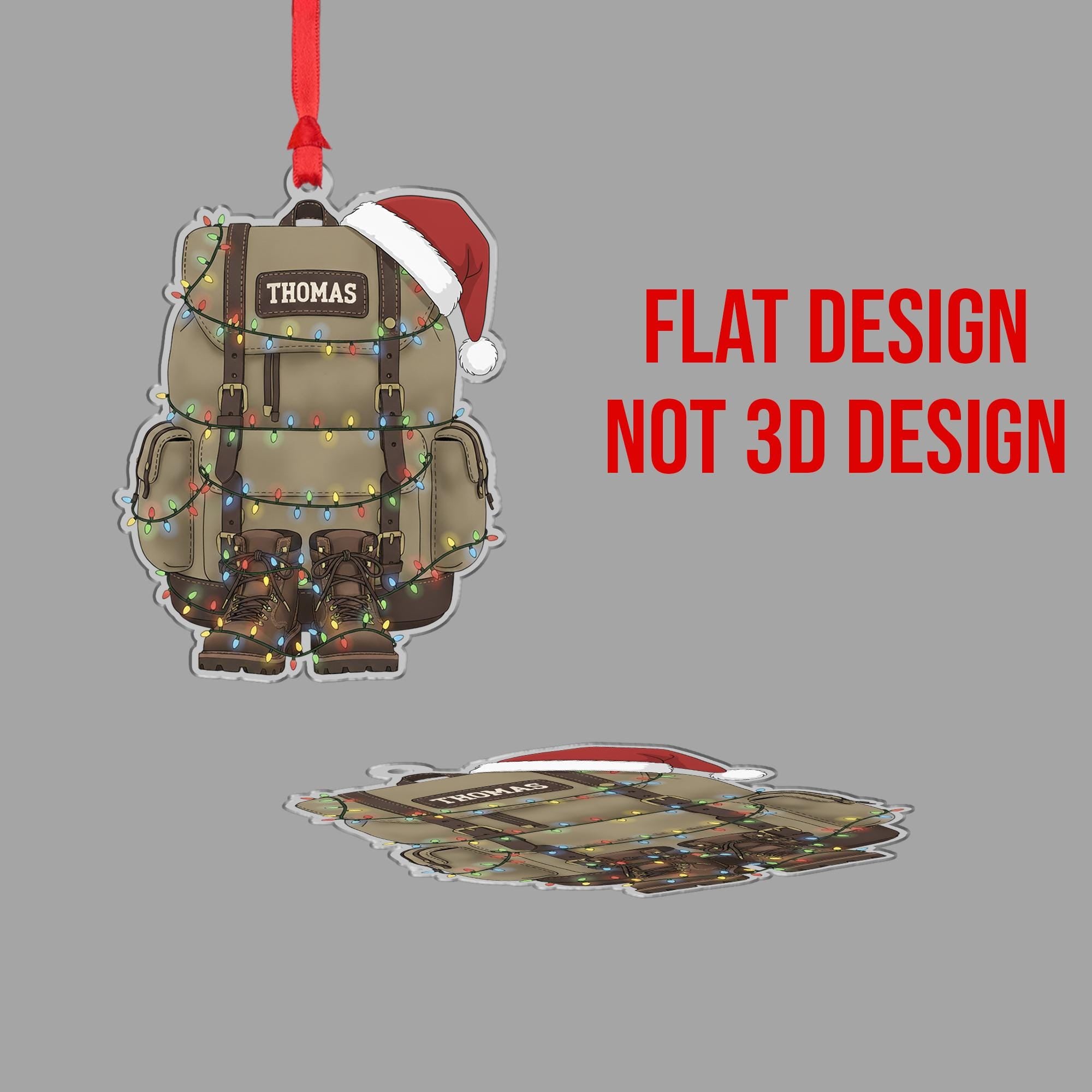 Personalized Hiking Backpack Shaped Acrylic Ornament; Custom Name Camping Gear Decor