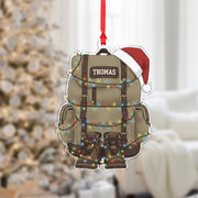Personalized Hiking Backpack Shaped Acrylic Ornament; Custom Name Camping Gear Decor