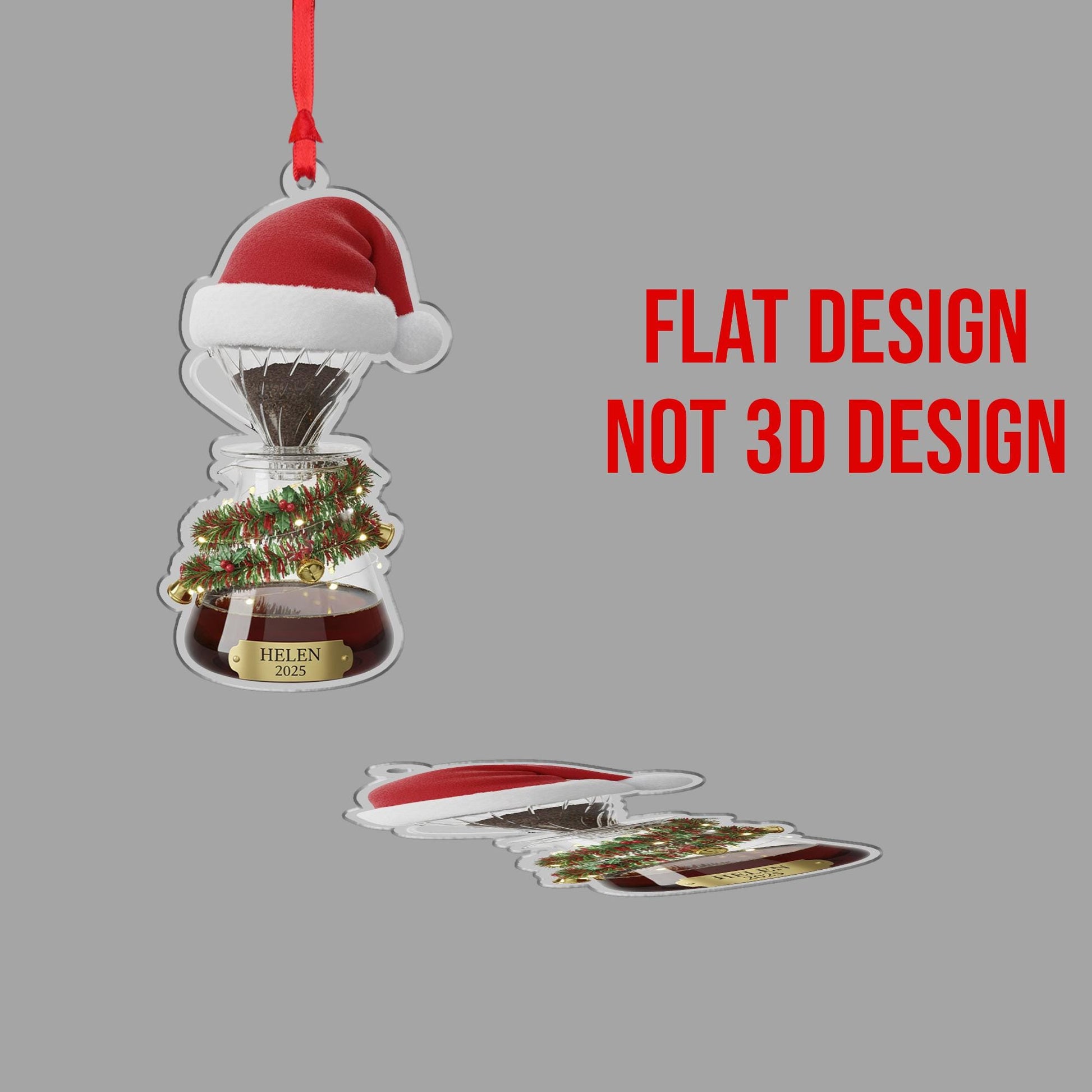 Personalized Pour-Over Coffee Acrylic Ornament 2025; Dripper Barista Gift