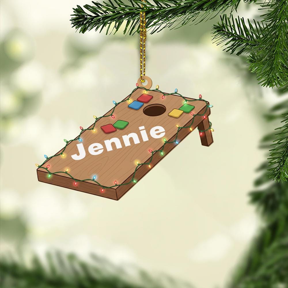 Personalized Cornhole Ornament – Custom Name Christmas Tree Decor – Lawn Game Holiday Ornament
