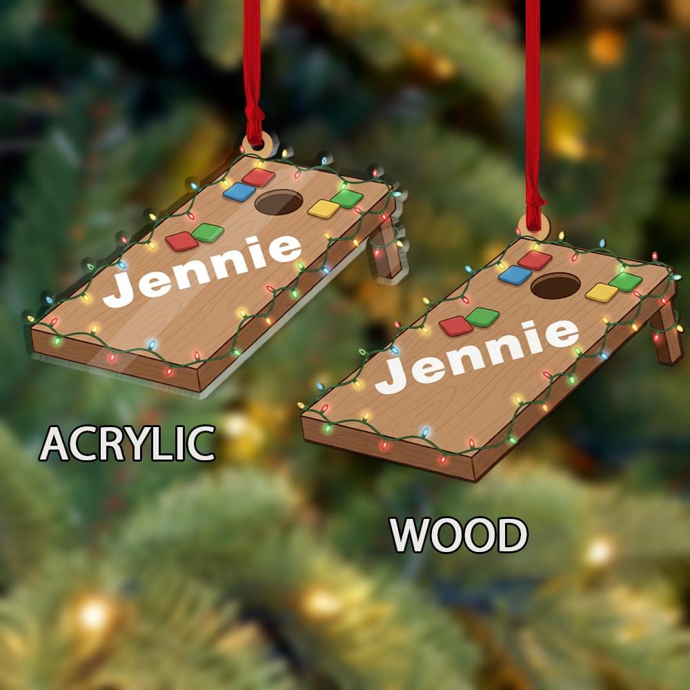 Personalized Cornhole Ornament – Custom Name Christmas Tree Decor – Lawn Game Holiday Ornament