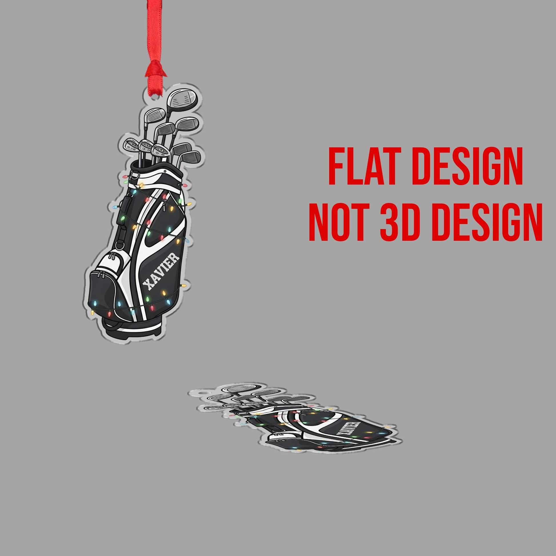Personalized Golf Bag Ornament; Custom Name Golf Club Acrylic Decor