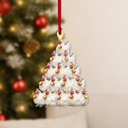 Acrylic Chicken Tree Hologram Ornament — White Hen Cluster with Gold Baubles