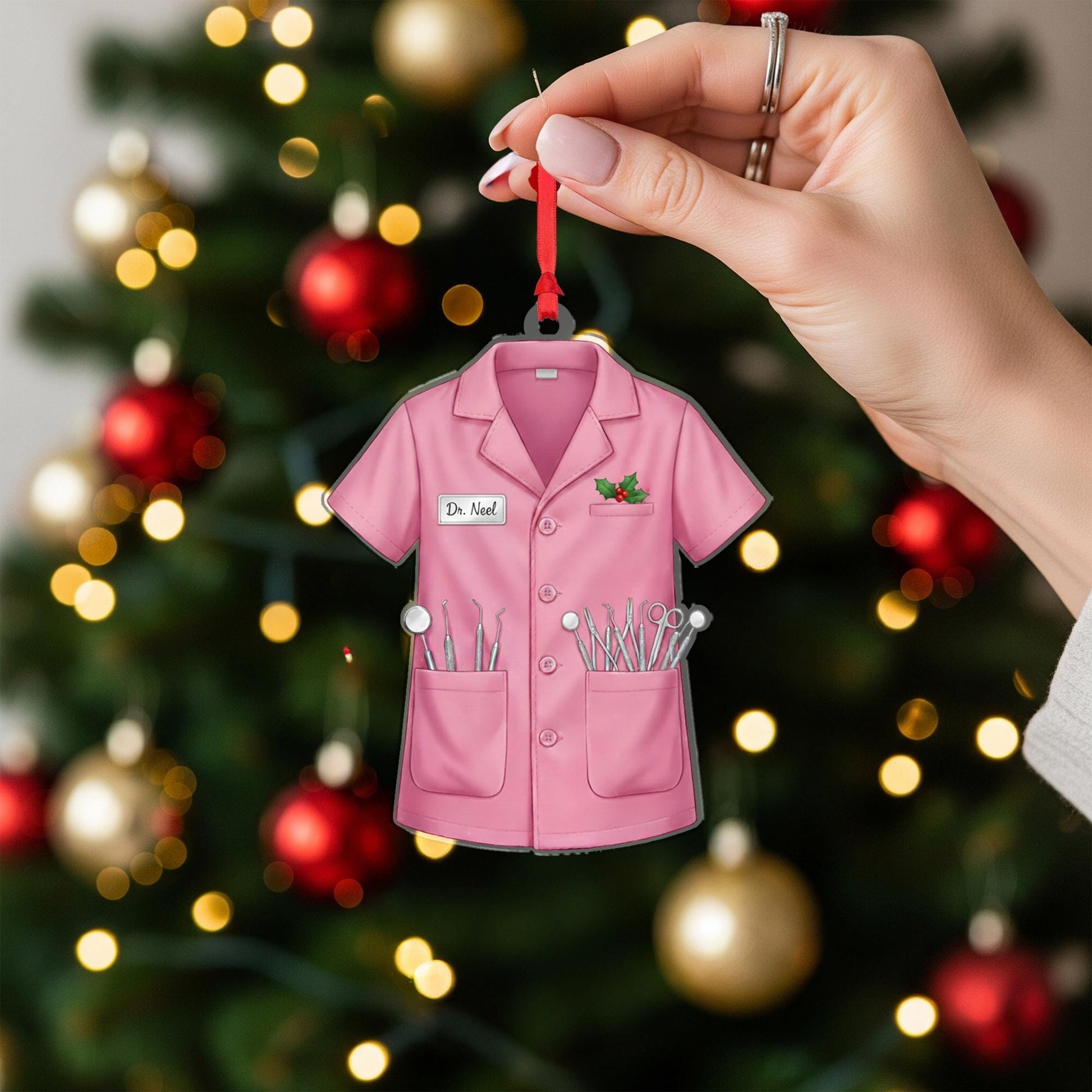 Personalized Dentist Uniform Ornament; Custom Name Dr Coat Medical Decor