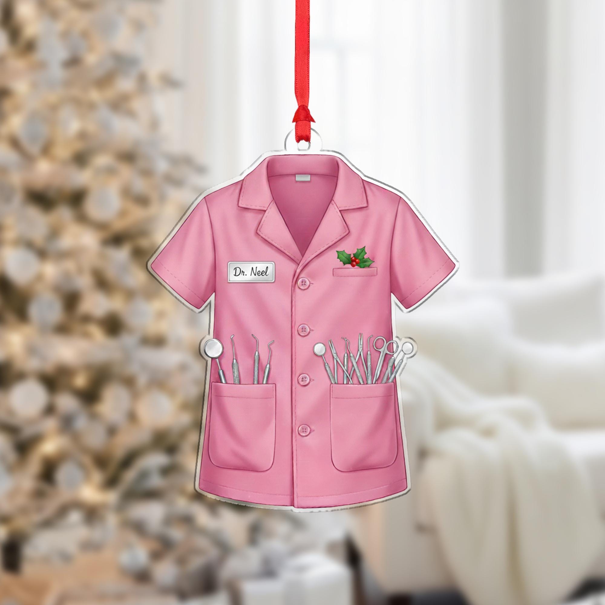 Personalized Dentist Uniform Ornament; Custom Name Dr Coat Medical Decor