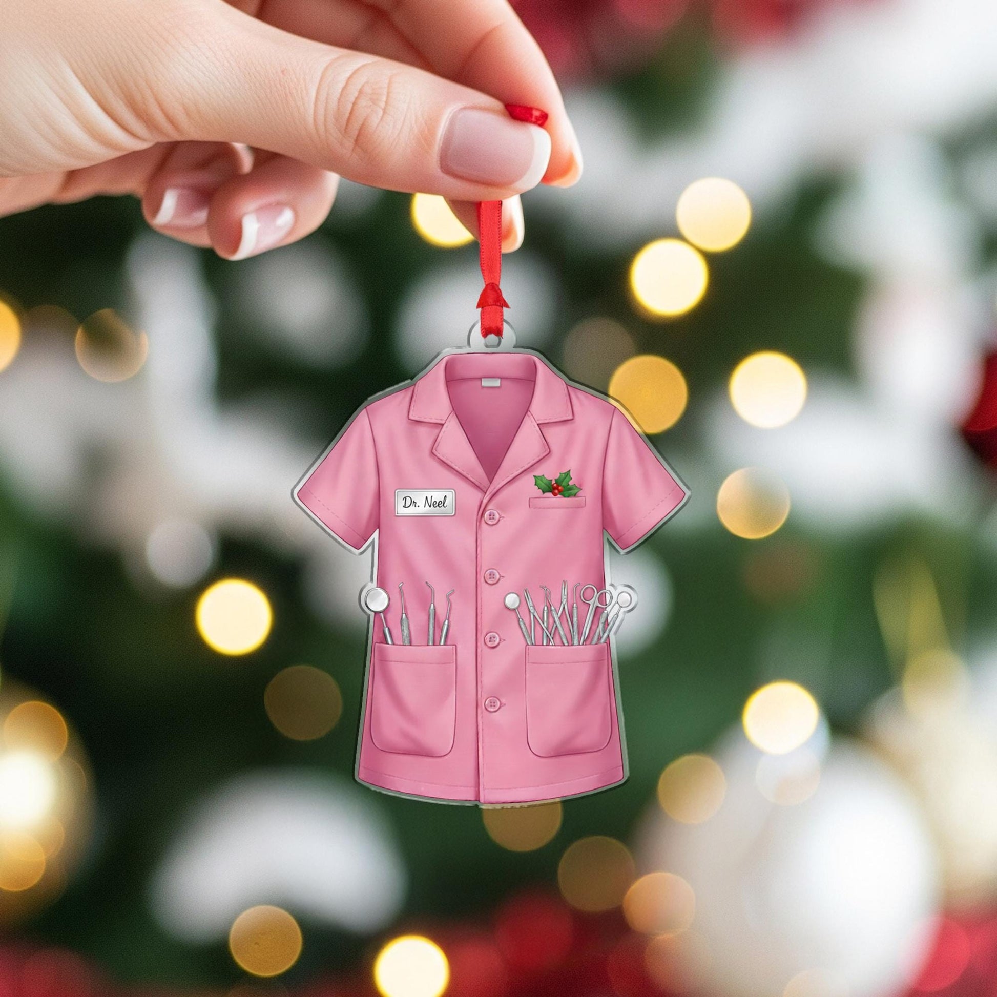 Personalized Dentist Uniform Ornament; Custom Name Dr Coat Medical Decor
