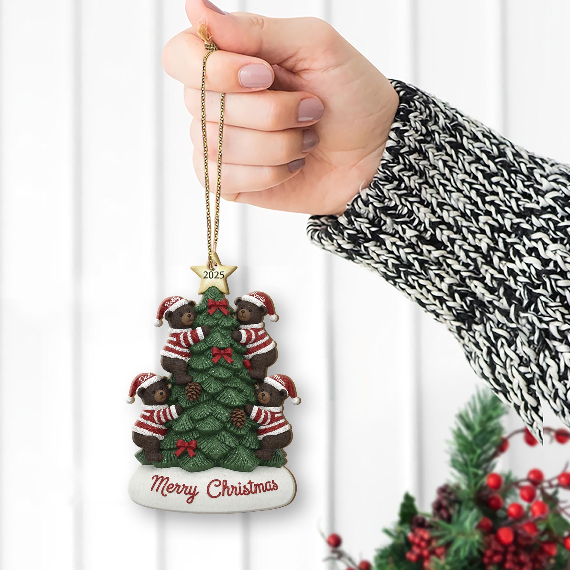 Personalized Bear Family Christmas Tree Ornament 2025 – Hanging Decoration