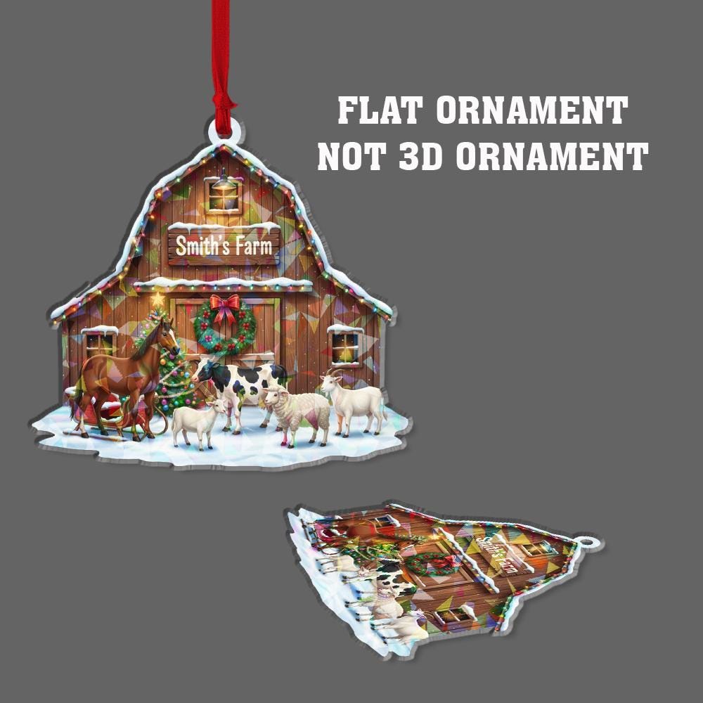 Holographic Farm Animal Barn Ornament — Multi Animals in Front