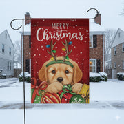 Christmas Dog Garden Flag – Merry Christmas Outdoor Yard Banner with Puppy and Gifts Design
