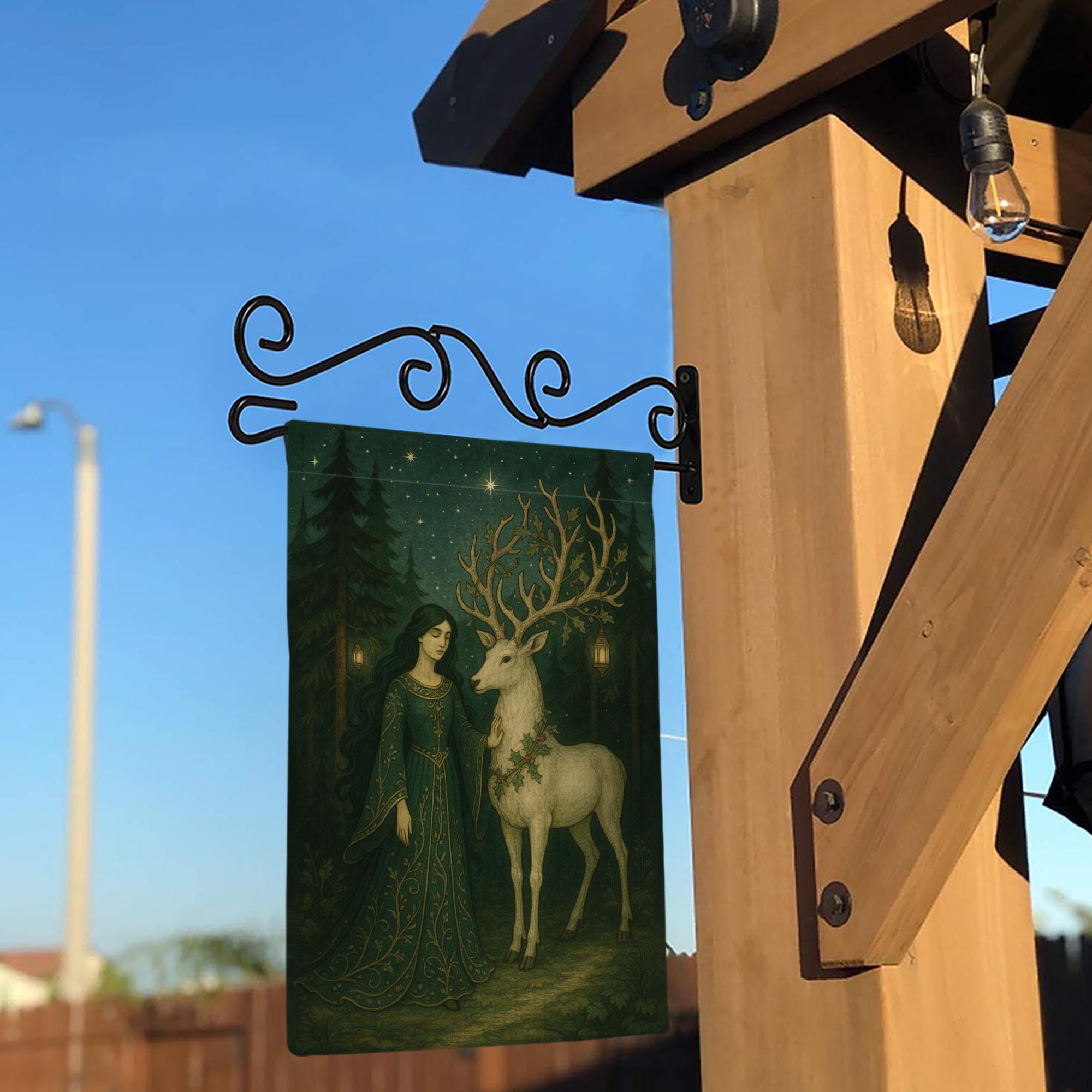 Enchanted Deer Garden Flag – Fantasy Outdoor Yard Decoration