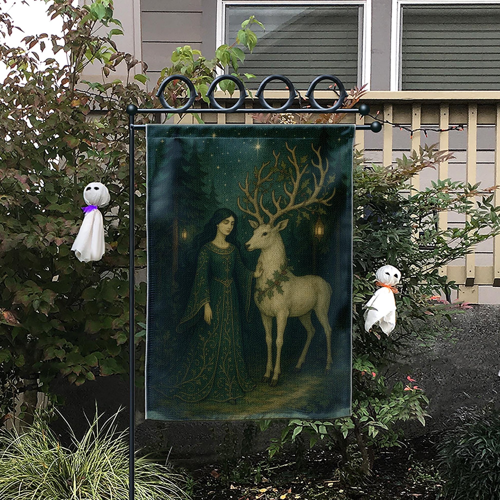 Enchanted Deer Garden Flag – Fantasy Outdoor Yard Decoration