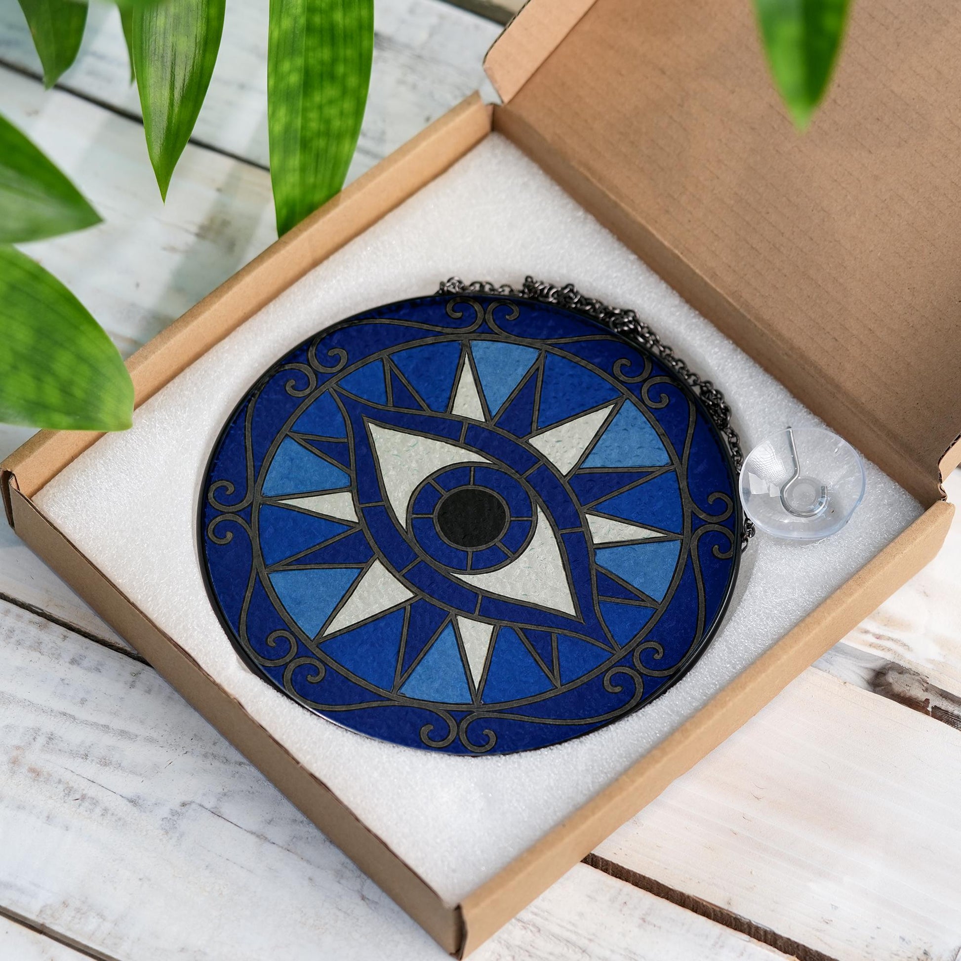 Evil Eye Window Hanging – Blue Glass Suncatcher Home Protection Decor