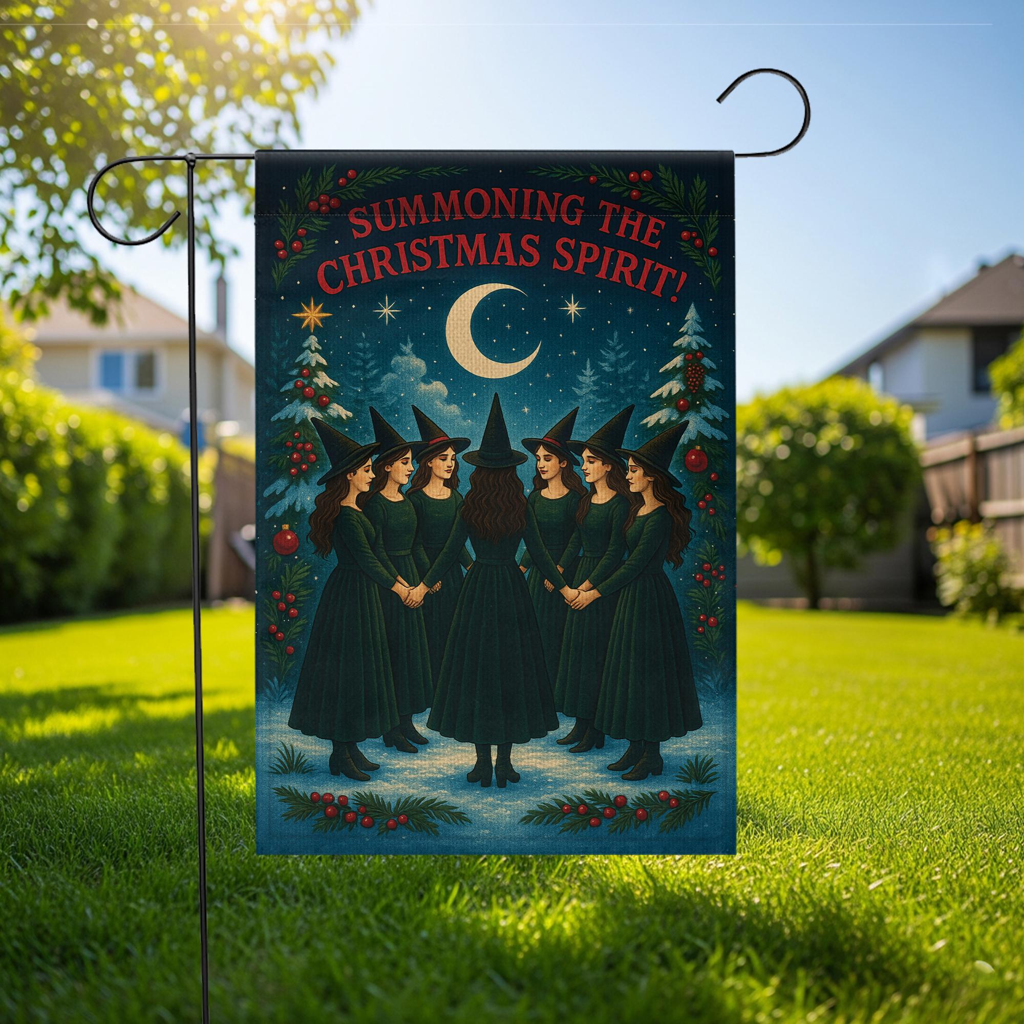 Witchy Christmas Garden Flag – Summoning the Christmas Spirit Holiday Decor