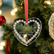 Personalized Pearl Anniversary Glass Ornament — Heart Shape — Custom Names & Date