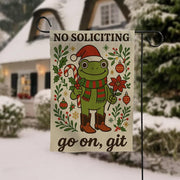 Garden Flag – No Soliciting “Go On, Git” Frog – Outdoor Yard Banner