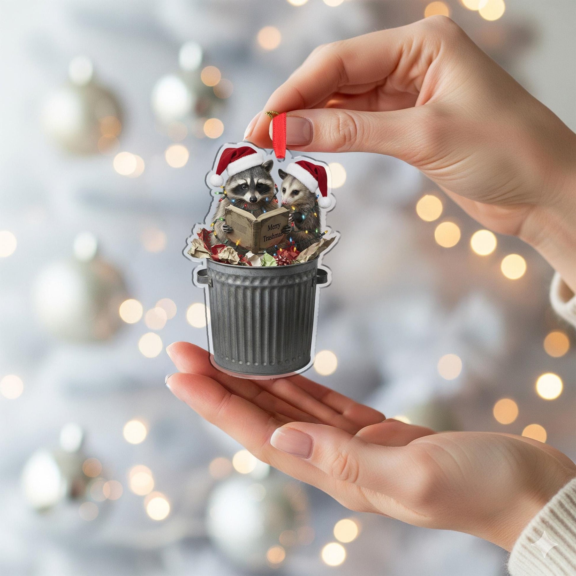Funny Raccoon Ornament – Trash Panda Opossum Christmas Tree Decoration